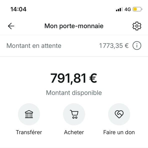 Porte-monnaie Vinted : 791,81 € disponibles